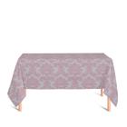 Toalha de Mesa Retangular em Tecido Jacquard Rosa Bebê e Prata Medalhão Tradicional - Jacquard Tradicional