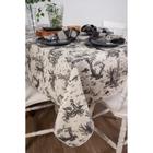 Toalha de Mesa Retangular em Tecido Linho Estampado Toile de Jouy Preto