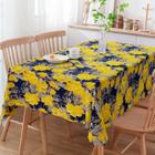 Toalha De Mesa Retangular Floral Amarelo e Preto 3m x 1.40m