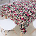 Toalha de Mesa Retangular Floral Vermelho / Preto 3m x 1.40m