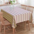 Toalha de Mesa Retangular Jacquard Listrado Rosê e Dourado 6 Lugares