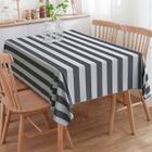 Toalha De Mesa Retangular Listrado Preto/Prata 2.20m x 2.20m - Menedecor