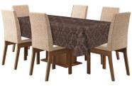 Toalha De Mesa Tecido Jacquard 8 Lugares - Marrom