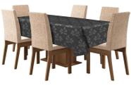 Toalha De Mesa Tecido Jacquard 8 Lugares - Preto - Campari