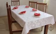 Toalha de mesa tecido jacquard para 14 cadeiras 4,00 x 1,40 branca