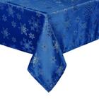 Toalha de mesa Tegeme Winter Snowflake Metálica Azul Jacquard