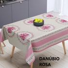 toalha de mesa termica plastico impermeavel danubio rosa floral 1,60 x 1,40