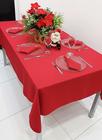 Toalha de Mesa Vermelha Natal Retang 10Lugares e guardanapos