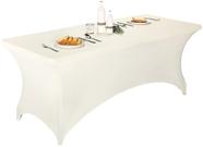 Toalha de mesa Wokex White Spandex ajustada, elástica, retangular de 6 pés