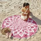 Toalha de Praia Aveludada Redonda Lotus Rosa 1.55m Lepper