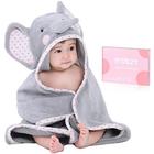Toalha encapuzada de bebê TBEZY com design animal exclusivo ultra macia toalha de banho de algodão grosso para recém-nascido (elefante)