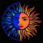 Toalha esoterica tarot mandala face lua azul astro sol vela cx mdf