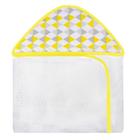 Toalha Estampada com Capuz para Bebê 100 Algodão - Losango Amarelo - Laura Baby