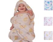 Toalha fralda de banho bebê c/ capuz soft premium - baby joy