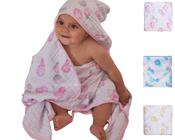 Toalha fralda de banho bebê c/ capuz soft premium - baby joy