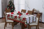 Toalha Mesa 6 Cadeiras Natalina Papai Noel Sinos Flor Do Natal 2,00 X 1,40