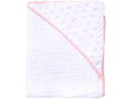 Toalha para Banho Bebê com Capuz Branco e Rosa - 100% Algodão 118 Fios Papi Soft Princesa
