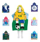 Toalha Poncho De Praia Infantil Capuz Estampada Jogador