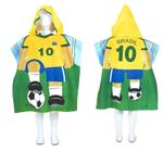 Toalha Poncho De Praia Infantil Com Capuz Jogador De Futebol