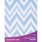 Toalha Redonda em Tecido Jacquard Azul Bebê e Branco Chevron Fio Tinto - Jacquard Fio Tinto