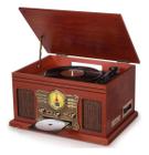 TocaDiscos 3 em 1 com Bluetooth  Reproduz Vinil, CD, Fita Cassete, USB e Rádio FM