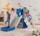 Toddler Slide BIERUM 7 em 1 em forma de L com cesta de basquete de 1-3 anos