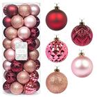 Todo dia é Natal 50ct 57mm/2.24 "enfeites de Natal, Shatterproof Christmas Tree Ornaments Set, Decoração de Bolas de Natal (Rosa Rosa)