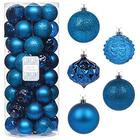 Todo dia é Natal 50ct 57mm/2.24 "Enfeites de Natal, Shatterproof Christmas Tree Ornaments Set, Decoração de Bolas de Natal (Royal Blue)