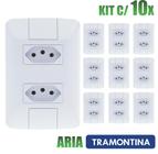 Tomada Dupla Aria Branco Tramontina 10A/250V Kit c/ 10 unidades