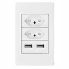 Tomada Dupla Parede Com 02 Entradas Usb Carregamento Celular