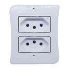 Tomada Dupla Sobrepor 2p+t 10A Externo Com Placa Espelho Branco Linha Viena Bivolt 127v e 250v