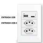 Tomada Dupla USB-C Celulares Bivolt