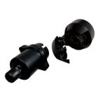 Tomada Elétrica Engate Redonda 6 Polos Completa Utilizada Em Cavalo Mecanico Reboques Semi-Reboques Nylon Preto Bivolt 24V