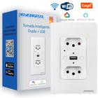 Tomada Inteligente Wi-fi Dupla + Entrada USB Branco Compativel com Alexa Garantia 1 Ano Novadigital