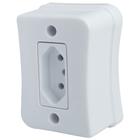 Tomada Simples 2p+t 10A Sobrepor Externo Com Placa Espelho Branco Com Inmetro Linha Viena