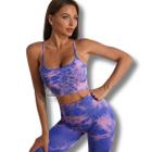 Top Calça Legging Tie Dye Conjunto Academia Trend Fitness Yoga Esportivo Feminina - HN