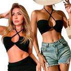 Top Cropped Faixa Canelado Feminino Multiuso Premium