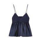 Top Cropped Feminino Azul - Decote Assimétrico, Plissado e Sem Costas