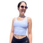 Top Feminino Branco Alças Largas Bojo Removível Top Cropped Fitness Musculação