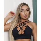 Top Fitness Strappy Preto com Bojo