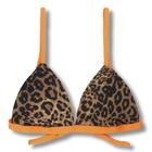 Top Jade Animal Print com Laranja Neon Cortininha Triängulo Fixo Estilo Sutiã com Amarração nas Costas Alças com Regulagem Bojo Removível De