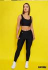 Top + legging saia tecido tecido cirre preto