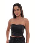 Top Material Sintético Cropped Feminino sem Alça 90535 Preto