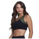 Top Selene com zíper bojo e recorte - 24610.001- Preto/Verde Militar