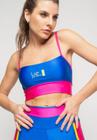 Top Suplex Esportivo Poliamida Com Alça Fina Rosa e Azul Salvatore Fashion