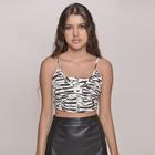 Top Ultilitário Juvenil Feminino Amofany Sarja Animal Print - PRETO - PP