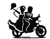 Topo De Bolo Acrílico Preto Casamento Noivos Decoração Moto