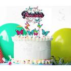 Topo de Bolo de Borboletas Rosa e Dourada Festa de Aniversário Mesversário  - Trine - Topo de Bolo - Magazine Luiza
