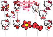 Topo de bolo Hello Kitty (vermelho) 10 peças