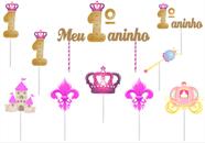 Topo de bolo Meu 1º Aninho Realeza princesa 10 peças